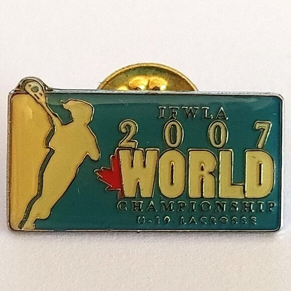 2007 World Indoor Lacrosse Championship Commemorative Pin Gold Tone IFWLA - Picture 1 of 3